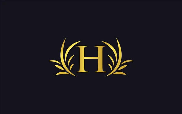 Золотий Лавровий Вінок Вектор Дизайну Логотипу Літерами Алфавітами Бамбуковим Листом — стоковий вектор