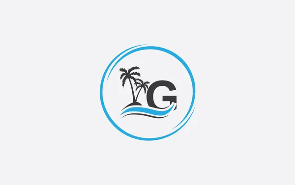 Nature Water Logo Wave Beach Tree Icon Vector Art Logo — Διανυσματικό Αρχείο
