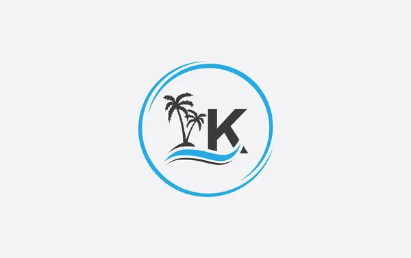 Nature Water Logo Wave Beach Tree Icon Vector Art Logo — Stockový vektor