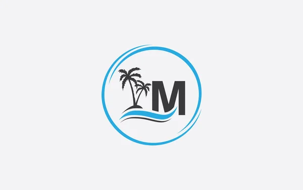 Nature Water Logo Wave Beach Tree Icon Vector Art Logo — стоковый вектор