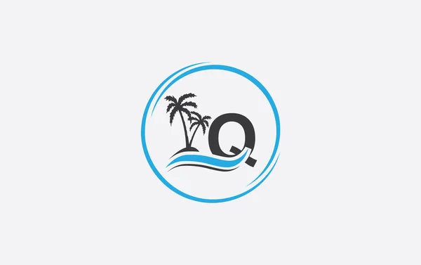 Natuur Water Logo Golf Strand Boom Icoon Vector Art Logo — Stockvector