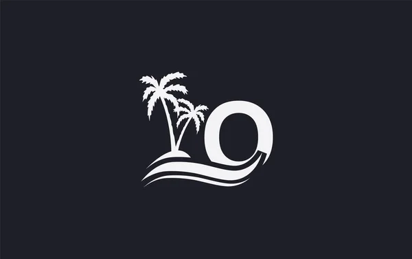 Nature Water Logo Wave Beach Tree Icon Vector Art Logo — Archivo Imágenes Vectoriales