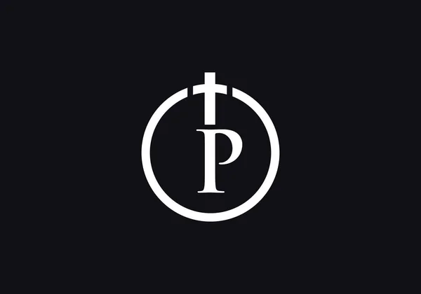 Église Design Logo Chrétien Emblème Avec Croix Bible Sainte Logo — Image vectorielle