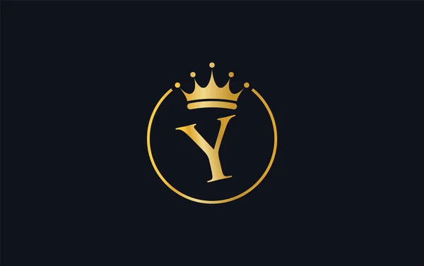 Royal Vintage Oro Joya Corona Vector Oro Logotipo Corona Arte — Archivo Imágenes Vectoriales