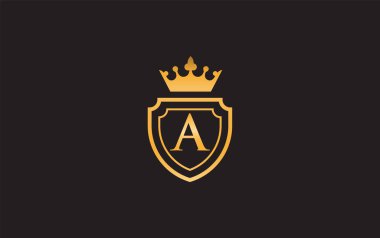 Crown and shield icons and royal, luxury symbol design vector. king and queen abstract geometric logo with letters and alphabets