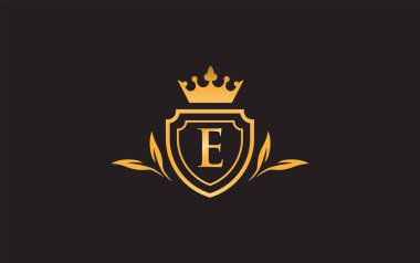 Kraliyet vektörü ve kalkan sembolü ve kraliyet lüks kalkan monogram vektörü. Kral ve kraliçe soyut geometrik logo dizaynı harfler ve alfabeler