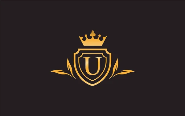 Ícone Símbolo Vetor Escudo Coroa Vetor Monograma Escudo Luxo Real — Vetor de Stock