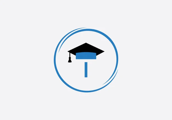 Symbol Akademické Výchovy Logo Studentského Klobouku Vzdělání Čepice Monogram Graduation — Stockový vektor