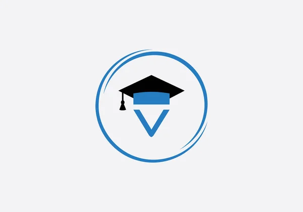 Academic Education Symbol Student Hat Logo Education Cap Monogram Graduation — Διανυσματικό Αρχείο