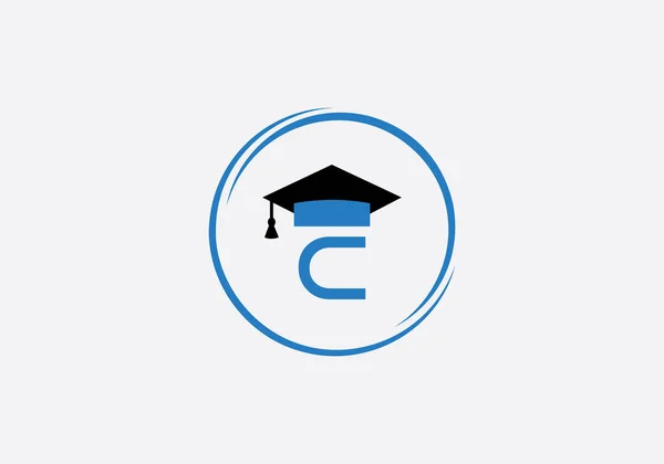 アカデミック教育のシンボルと学生の帽子のロゴ 教育キャップモノグラムと卒業キャップシンボルと大学卒業サイン — ストックベクタ