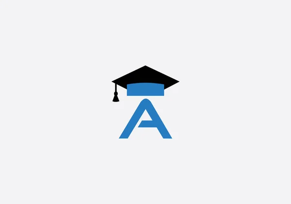 Academic Education Symbol Student Hat Logo Education Cap Monogram Graduation — Stok Vektör