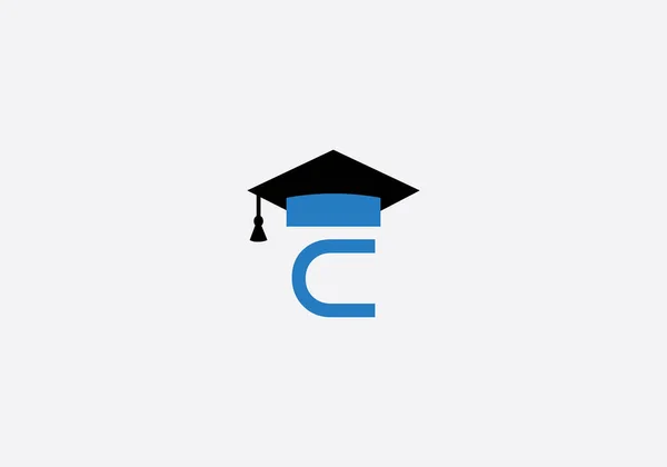 Символ Академического Образования Логотип Студенческой Шляпы Монограмма Символ Выпускного Колпачка — стоковый вектор