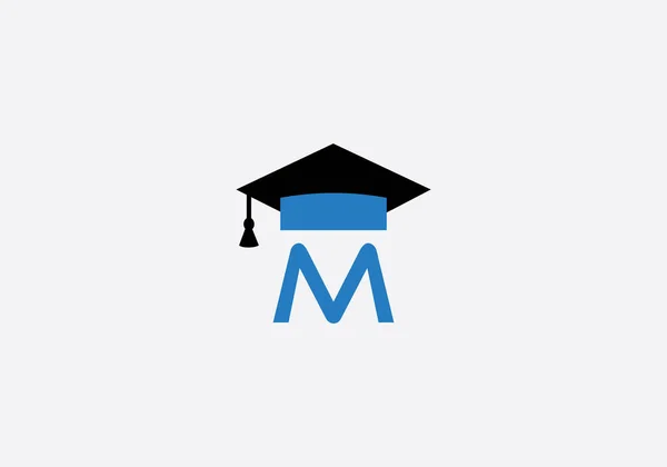 Akademisk Utbildningssymbol Och Studentmössa Logotyp Monogram Och Examenstakssymbol Och Tecken — Stock vektor