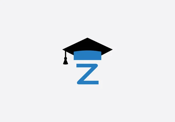 Símbolo Educação Acadêmica Logotipo Chapéu Estudante Monograma Gorro Educação Símbolo — Vetor de Stock