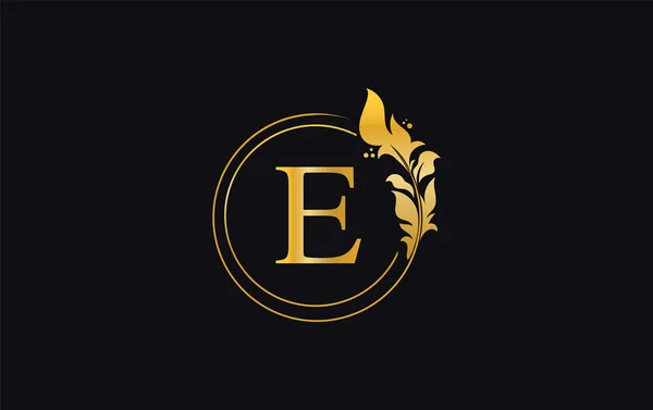 Golden Leaf Circle Logo Design Vector Golden Beauty Business Symbol — Stock vektor