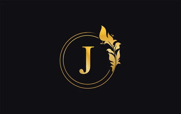 Golden Leaf Circle Logo Design Vector Golden Beauty Business Symbol — 스톡 벡터