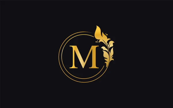 Folha Dourada Logotipo Círculo Vetor Design Beleza Dourada Símbolo Negócios — Vetor de Stock