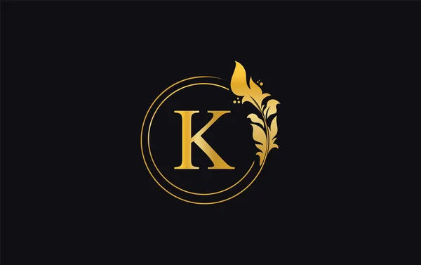 Altın Yaprak Daire Şeklinde Logo Tasarım Vektörü Altın Güzellik Sembolü — Stok Vektör