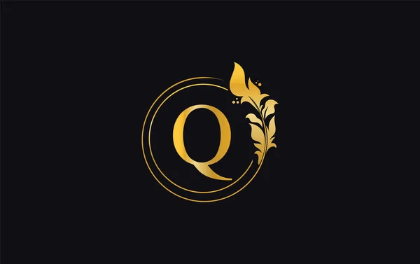 Golden Leaf Circle Logo Design Vector Golden Beauty Business Symbol — Stock Vector