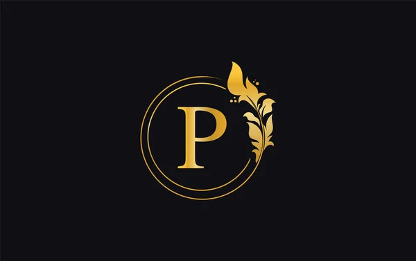 Golden Leaf Circle Logo Design Vector Golden Beauty Business Symbol — Stockvektor