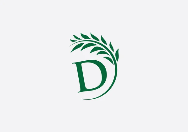 Laurel Wreath Green Leaf Logo Vintage Wheat Logo Design Monogram — Stock Vector