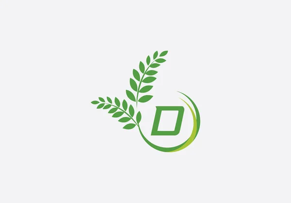 Laurel Wreath Green Leaf Logo Vintage Wheat Logo Design Monogram — Wektor stockowy