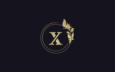 Golden circle leaf icon and beauty logo circle design vector. Beauty fashion with leaf. Signature font gold circle Logo