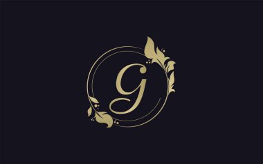 Golden circle leaf icon and beauty logo circle design vector. Beauty fashion with leaf. Signature font gold circle Logo