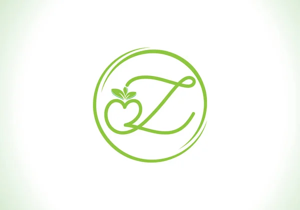 Näringslogotyp Och Grön Hälsosam Kärlek Blad Symbol Med Kärlek Typsnitt — Stock vektor