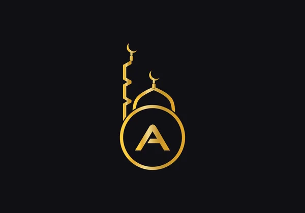 Islamic Mosque Minar Logo Symbol Design Vector Letter Alphabets — Stock vektor