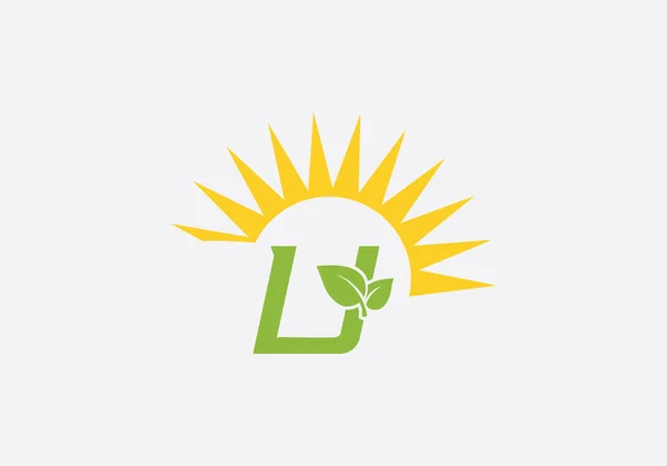 绿色健康叶子标识和太阳能面板图标以及太阳能标识设计和生态太阳标识设计矢量 — 图库矢量图片