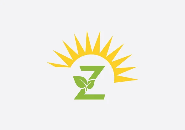 Gröna Friska Blad Logotyp Och Solpanel Ikon Och Solenergi Symbol — Stock vektor