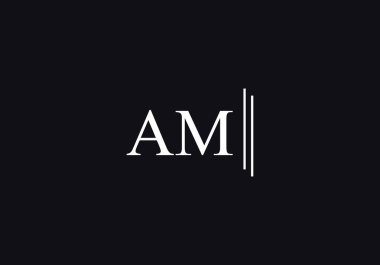 AM Harfi Logo Tasarım Vektör Şablonu. İlk Harf AM Bağlı Logo