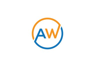 İş için AW harfli alfabe tasarım simgesi. Bir şirket logosu için AW başlığı