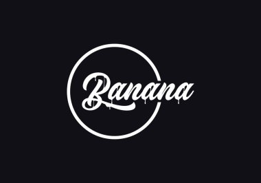 İlk Muz Metni Logo Tasarım Vektör Şablonu. Grafik Alfabe Muz Sembolü