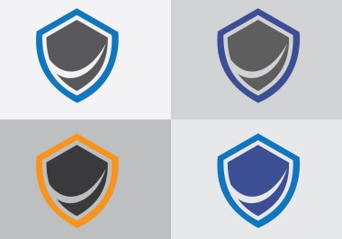 Kalkan kontrol simgesi logo tasarım vektör şablonu. Güvenlik, koruma, gizlilik kavramı.