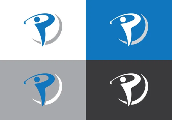 İnsan golf logosu çizim vektör tasarımı. Spor ve golf logosu şablonu.