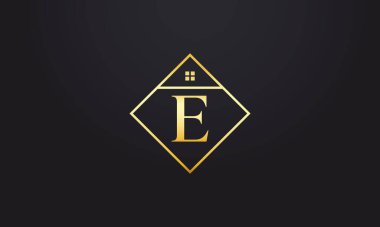 Lüks ev simgesi içindeki Altın E Sembolü