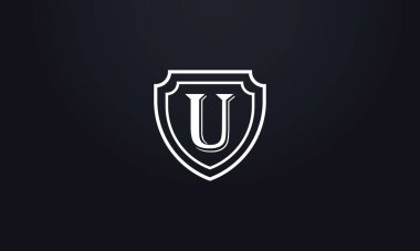 Kilit simgesi vektör şablonlu ilk harf logo kalkanı