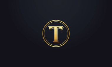 Logolu T harfi baş harfleri. Altın alfabe konseptli altın alfabe. vektör