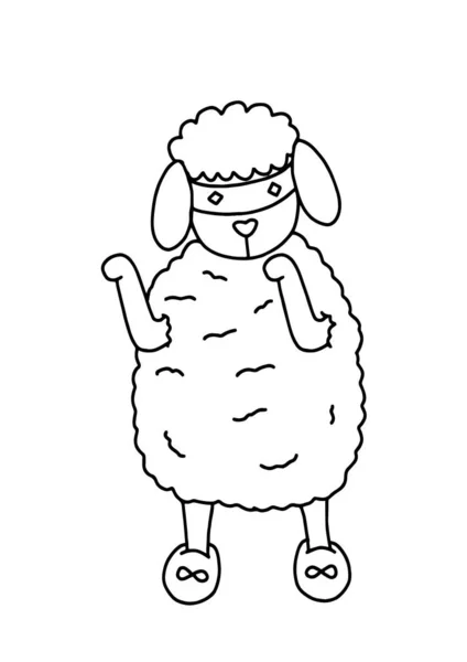 Kreskówki Stylu Ninja Owiec Pozycji Stojącej — Zdjęcie stockowe