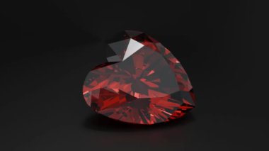 Heart Diamond siyah arka planda izole edilmiş. Büyük kristal berrak, parlak, kesilmiş elmaslar.
