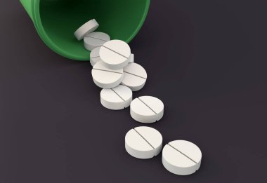 Aspirin tabletleri döküldü - İlaç İllüstrasyonu
