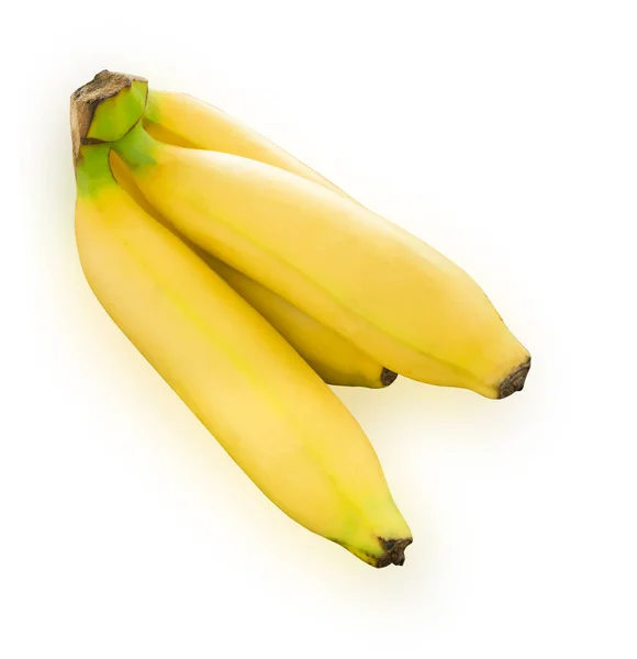 クリッピングパスを持つ白い背景に隔離された熟したバナナの束 — ストック写真