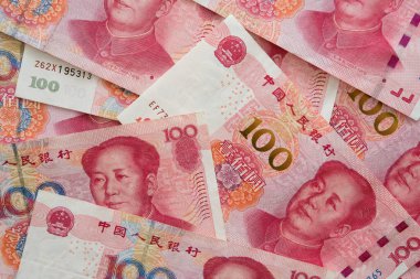 Çin para geçmişinde 100 yuan banknot. finansal ve bankacılık kavramı.