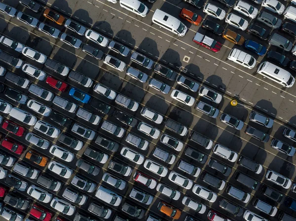 Autók Parkoltak Egy Parkolóban Vigo Kikötőjében Hogy Berakodják Elszállítsák Világ Stock Kép