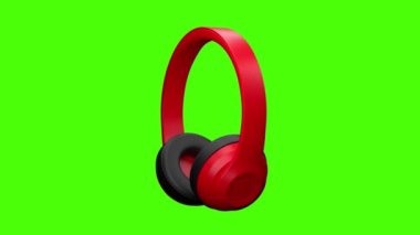 Çevirilebilir kırmızı kulaklıklar yeşil ekran 3D görüntüleme
