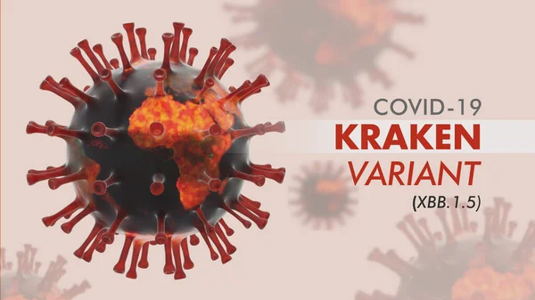 Novel Corona Virus Kraken Variant. XBB.1.5 Omicron Subvariant. New covid strain discovered. 3d illustration virus around planet earth.