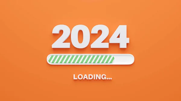 2024 New Year Loading Features Progress Bar Orange Background Illustration — Stock Photo, Image