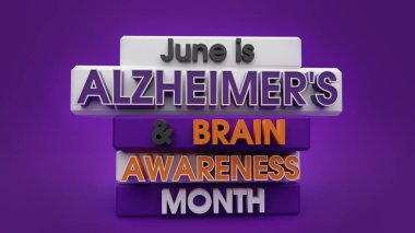 Alzheimer ve Beyin Farkındalığı Ayı. Haziranda gözlemlendi. 3d illüstrasyon